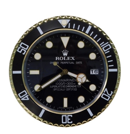 A replica Rolex Oyster Perpetual advertising clock, with black dial, 35cm diameter.