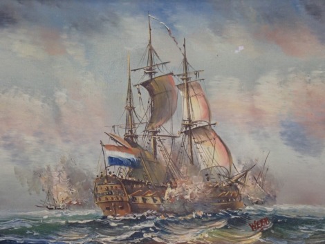 Webb. French frigate, oil on canvas, 19cm x 24cm.