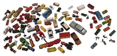 A group of diecast play worn vehicles, Matchbox 19, Days Gone, tankers, etc. (3 trays)