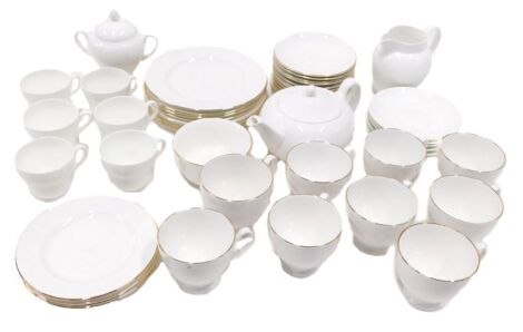 A Royal Grafton First Love part tea set, comprising two handled sugar bowl, teapot, milk jug, sugar bowl, various matched and unmatched teacups and saucers, side plates, etc. (1 tray and loose)