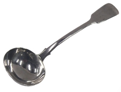 A Victorian silver fiddle pattern serving ladle, maker RW, London 1845, 2.29oz.