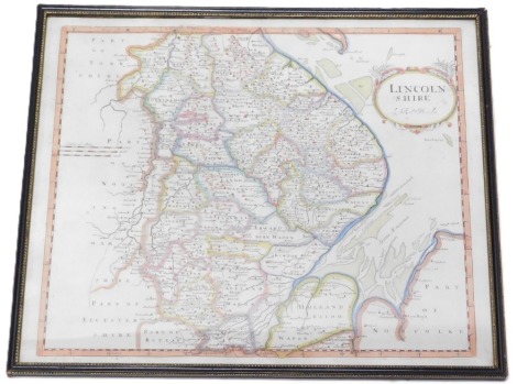 After Robert Morden. County map of Lincolnshire, later coloured, 38cm x 46cm.