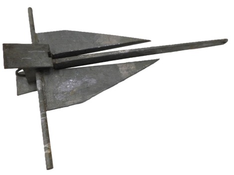 A galvanised steel boat anchor, 98cm high, 70cm wide.