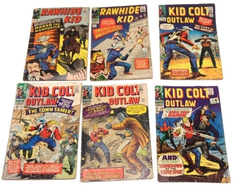 Marvel comics, comprising Kid Colt Outlaw issue 126 January, 139 March, 127 March, 131 November, and two Raw Hide Kid issues 51 April and 48 October. (6)