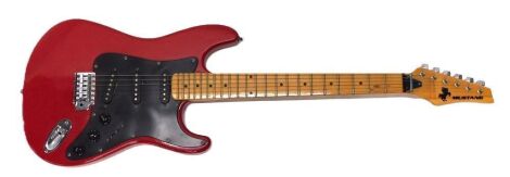 A Mustang electric guitar, in red, 92cm long.