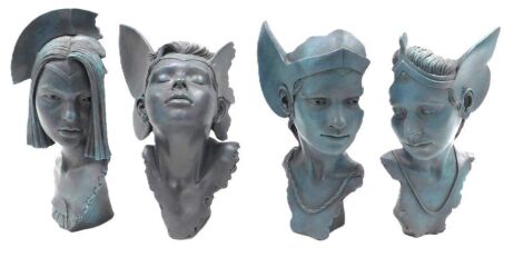 Four ClaireCraft resin figures, of the four seasons, 33cm high.