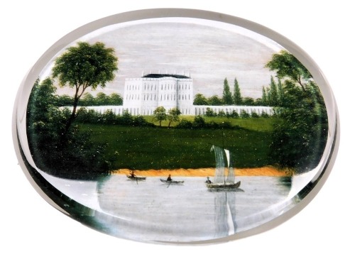 An American lucite paperweight, of the President's House 1839, dedicated 'Best Wishes Barbara Bush', boxed, 10cm wide. Provenance: Gifted to the vendor by The Right Honourable Margaret Thatcher.