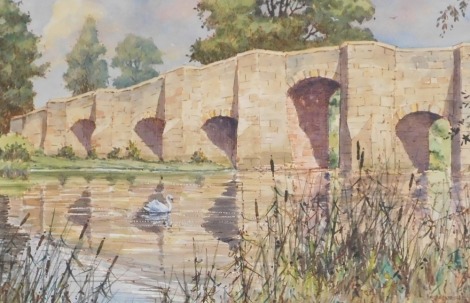 David Newbould (British b.1938). Stopham Bridge, West Sussex, watercolour, signed, 30.5cm x 46cm.