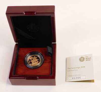 A Royal Mint full proof gold sovereign dated 2018, limited edition number 5966, in presentation box. - 3