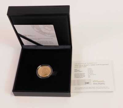 A South African Mint 2022 ¼oz Queen's Jubilee gold krugerrand, with certificate number 240, in presentation box. - 3