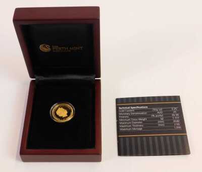 A Perth Mint 2017 kangaroo proof ¼oz gold twenty five dollar coin, with a certificate, in a presentation box. - 3