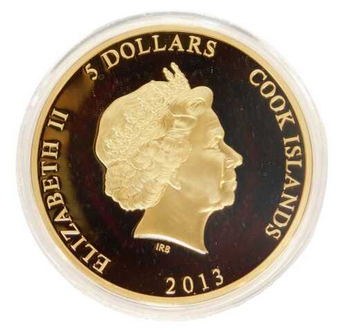 A Westminster Coronation Jubilee 2013 65mm presentation coin, copper with 24ct gold plating, limited edition number 935/2013, with a certificate, in a presentation box.