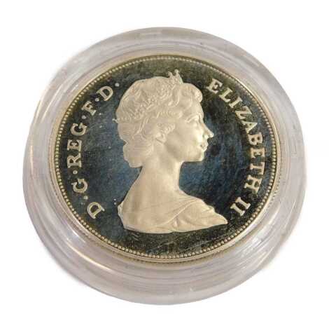 A Queen Elizabeth The Queen Mother 80th Birthday proof commemorative silver crown, with a certificate, in a presentation box.