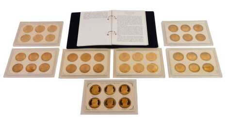 A set of seven presentation Monarchs collector's coin packs, comprising 11thC and 12thC Monarchs, 13thC and 14thC Monarchs, 15thC Monarchs, 16thC Monarchs, 17thC Monarchs, 18thC and 19thC Monarchs, and 20thC Monarchs, each with information book, Past Coll