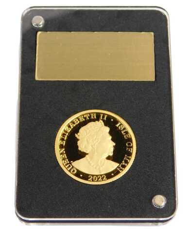 A Royal Mint Angel 2022 quarter ounce gold coin, limited edition number 208/399, with a certificate of authenticity, in a presentation box.