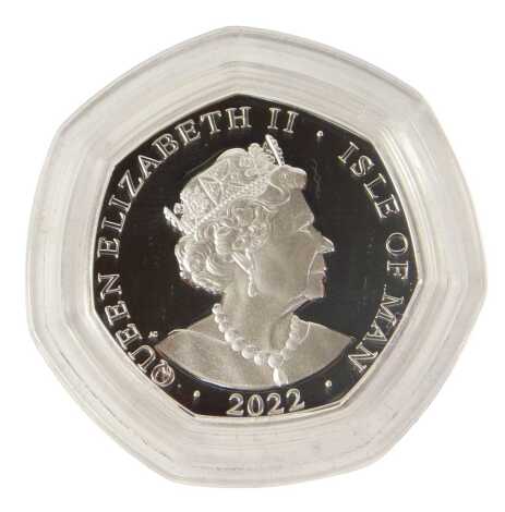 A Platinum Jubilee God Save The Queen silver proof 50p piece, limited edition No. 1133/2022, with certificate, in a presentation box.