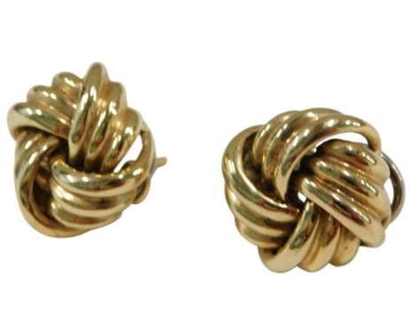 A pair of 9ct gold knot earrings, 11.4g.