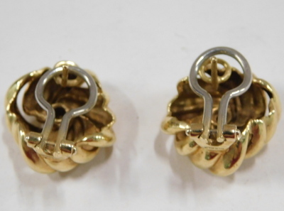 A pair of 9ct gold knot earrings, 11.4g. - 2