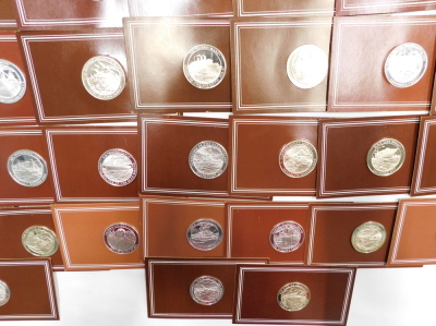 Forty John Pinches silver medallions, The Mountbatten Medallic History of Great Britain and The Sea series, mounted in brown card. - 4