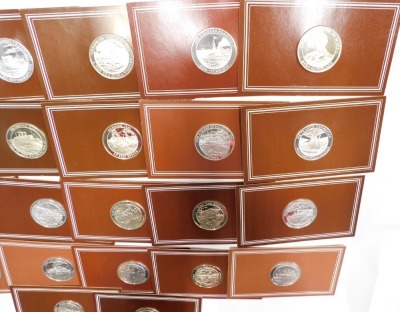 Forty John Pinches silver medallions, The Mountbatten Medallic History of Great Britain and The Sea series, mounted in brown card. - 5