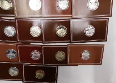 Forty John Pinches silver medallions, The Mountbatten Medallic History of Great Britain and The Sea series, mounted in brown card. - 6