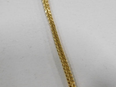 A herringbone box link neck chain, on bolt ring clasp, yellow metal, stamped 750, 7.0g. - 2