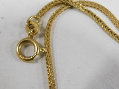 A herringbone box link neck chain, on bolt ring clasp, yellow metal, stamped 750, 7.0g. - 3