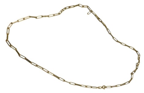 An oval link neck chain, on a bolt ring clasp, stamped 18k, 7.5g.