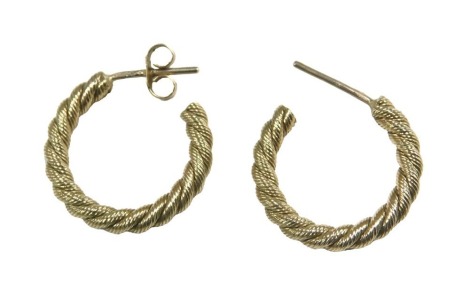 A pair of 9ct gold rope twist hoop earrings, 5.6g.