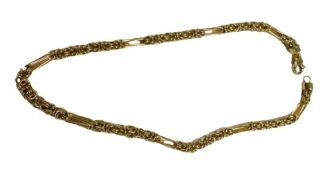 A 9ct gold fancy link neck chain, on a bolt ring clasp, 19.6g, 42cm long.