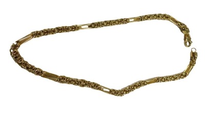 A 9ct gold fancy link neck chain, on a bolt ring clasp, 19.6g, 42cm long.