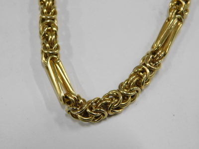 A 9ct gold fancy link neck chain, on a bolt ring clasp, 19.6g, 42cm long. - 2