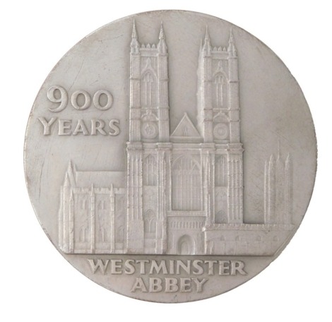 A Westminster Abbey 900th Anniversary commemorative silver medal, 2.81oz.