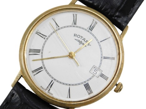 A Rotary gentleman's wristwatch, in 9ct gold case, with leather strap.