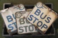 A quantity of Bradford Corporation Transport enamel bus stop signs and others.