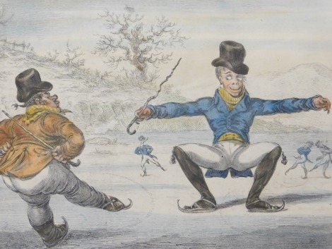 After H Humphrey. Elements of Skating, coloured engraving, 25cm x 35cm.