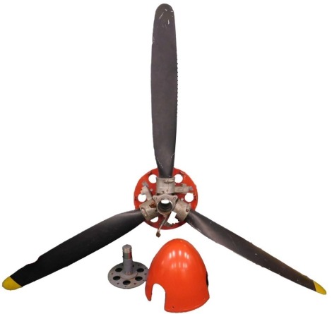 A Percival Provost propeller, with three blades, 220cm wide.