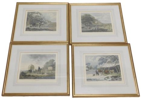 After J Darman, Four Seasons, coloured engravings, 34cm x 29cm. (4)