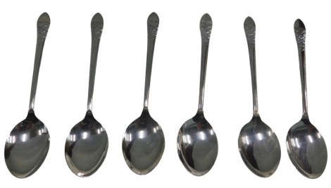 A set of six Elizabeth II silver coffee spoons, each with a floral cast handle, Birmingham 1963, 1.56oz.