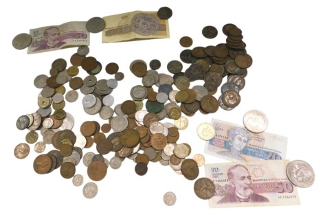 A large quantity of British and foreign coins, to include mainly nickel silver, etc.