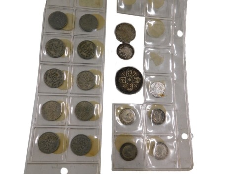 A quantity of silver threepences, silver two shilling, etc.