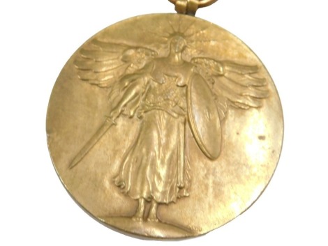 An American First World War Victory Medal, with bars for Montdidier-Noyen, Aisne-Marke, St. Miriel Meuse-Argonne, Defence Sector.