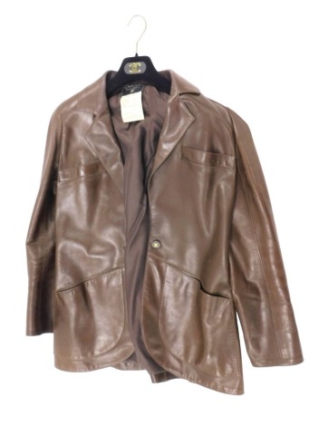 A 1980s/90s Chanel boutique brown leather jacket, size 40.