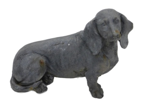 A cast metal model of a dachshund, 22cm high.