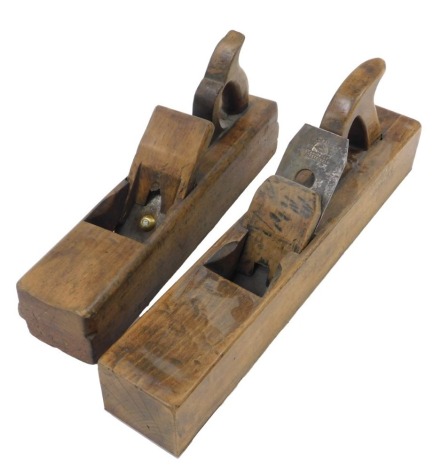 An Aaron Hildick wooden block plane, and another.