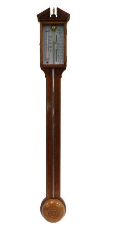 A stick barometer by Short and Mason, in Georgian style, in mahogany chevron banded case, 94cm high.