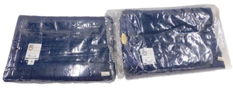 Two John Atkinson and Sons Merino Wool Duchess blankets, made for Harrods, in navy.