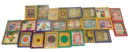 A quantity of vintage children's puzzle toys, some bearing name R Jurnet, etc.