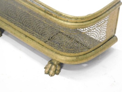 A 19thC brass fire curb or fender, with a pierced grill, on pad feet, 96cm wide. - 2