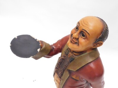 A carved and painted footman or waiter figure, on a concave base, 102cm high. - 3